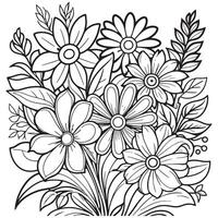 Luxury floral outline drawing coloring book pages line art sketch vector