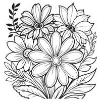 Luxury floral outline drawing coloring book pages line art sketch vector