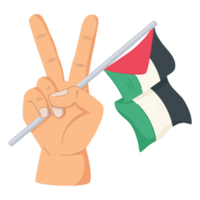 peace hand sign, holding palestine flag png