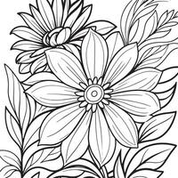 Luxury floral outline coloring book pages line art sketch vector