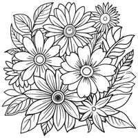 Luxury floral outline coloring book pages line art sketch vector