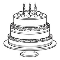 Cake outline coloring page illustration for children and adult vector