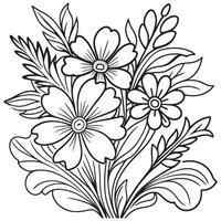 Luxury floral outline coloring book pages line art sketch vector