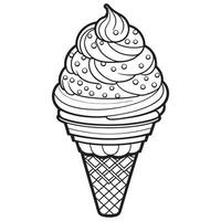 Ice cream outline coloring page illustration for children and adult vector