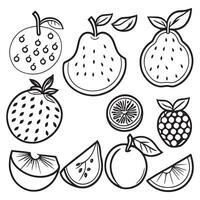 frutas contorno colorante página ilustración para niños y adulto vector