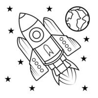 Rocket outline drawing coloring book page vector