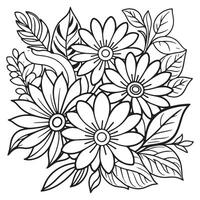 Luxury floral outline drawing coloring book pages line art sketch vector