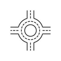 Road line icon, roundabout interchange, highway vector