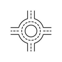 Road line icon, roundabout interchange, highway vector