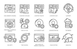 cm, contenido administración sistema íconos vector