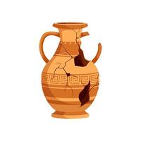 Ancient broken pottery and vase, old clay urn vector