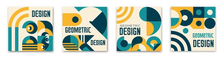 Modern abstract posters, Bauhaus geometric pattern vector