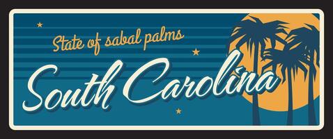 South Carolina state plate with palm trees vector