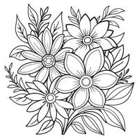 Luxury floral outline coloring book pages line art sketch vector