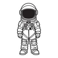 Children astronaut outline coloring page illustration for children and adult vector