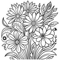 Luxury floral outline drawing coloring book pages line art sketch vector