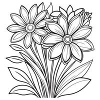 Luxury floral outline drawing coloring book pages line art sketch vector