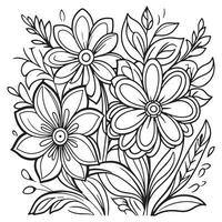 Luxury floral outline drawing coloring book pages line art sketch vector