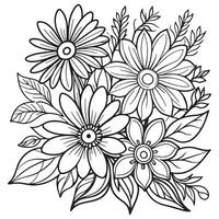 Luxury floral outline drawing coloring book pages line art sketch vector