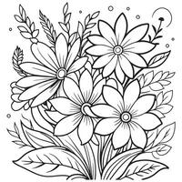 Luxury floral outline drawing coloring book pages line art sketch vector