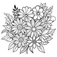 Luxury floral outline drawing coloring book pages line art sketch vector