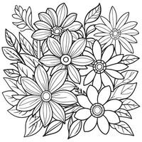 Luxury floral outline drawing coloring book pages line art sketch vector