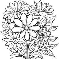 Luxury floral outline drawing coloring book pages line art sketch vector