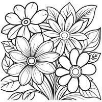 Luxury floral outline coloring book pages line art sketch vector