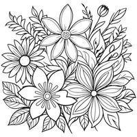 Luxury floral outline drawing coloring book pages line art sketch vector