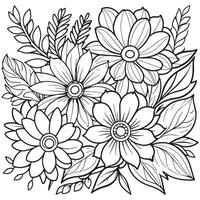 Luxury floral outline drawing coloring book pages line art sketch vector