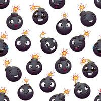 Cartoon bomb funny characters seamless pattern vector