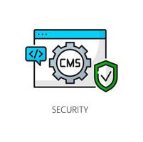 Security. CMS, content management system line icon vector