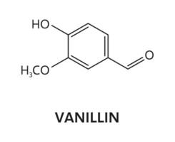 vanilina molécula fórmula de chocolate ingrediente vector