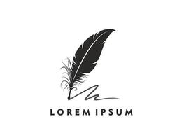 Feather pen, quill icon, notary signature symbol vector