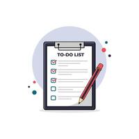 To-Do List in Clipboard with Pencil Vector Illustration