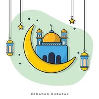 Ramadán Mubarak vector ilustración. islámico saludo concepto