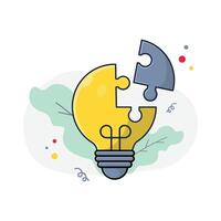 Idea Lightbulb Puzzle Vector Illustration. Problem Solution Concept