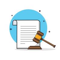 Judge Gavel and Paper Vector Illustration. Symbol for Law and Justice