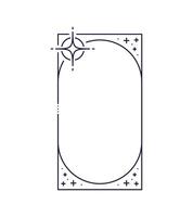 Minimal line rectangle frame, round borders, stars vector