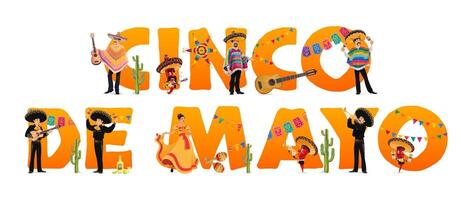 Cinco de mayo holiday banner mexican characters vector