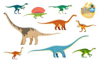 Cartoon dinosaurs, cute reptiles characters vector