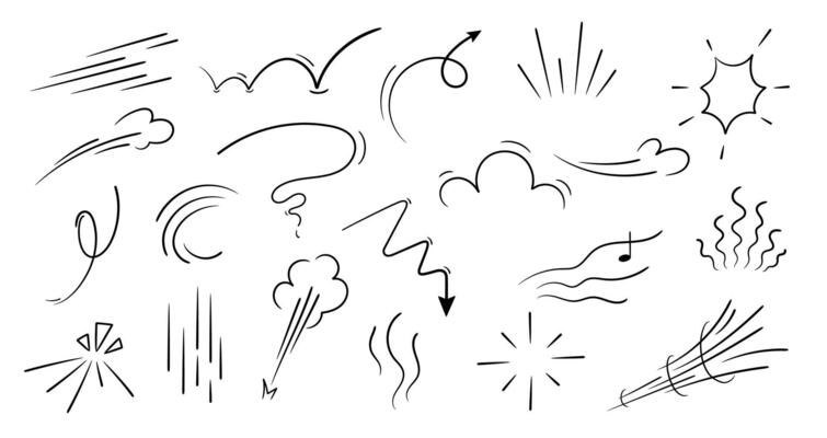 Movement or motion lines, isolated vector set