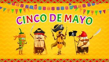 Cinco de Mayo banner with Tex Mex cuisine pirates vector