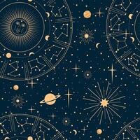 Astrology pattern, esoteric background with stars vector