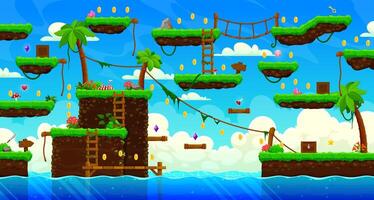 Arcade tropical island game level map interface vector