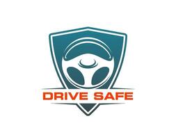 Safe drive icon, driving school symbol or emblem vector