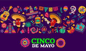 Cinco de mayo mexican holiday colorful background vector