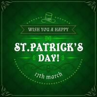 St Patricks Day banner, shamrock, leprechaun hat vector