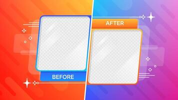 Before after template with comparison frames vector