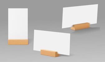 Table paper wooden holder, card or menu display vector